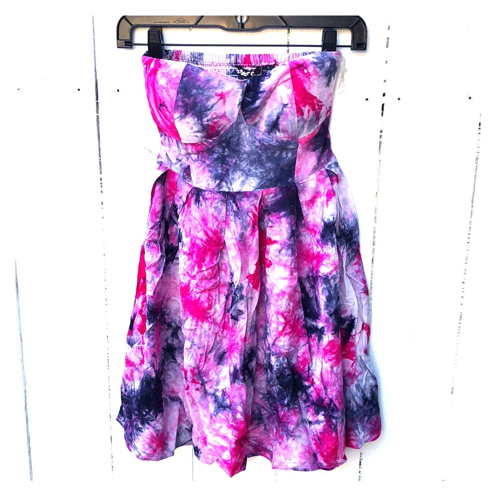 Planet Gold Pink and Black Tie Dye Dress